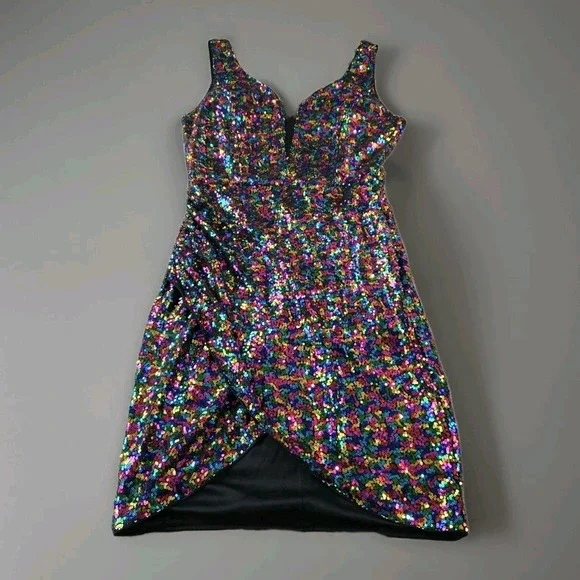 Grace Karin Women's Sequin Cocktail Party Dress Stretch Back Zip Sze Medium - Picture 7 of 13